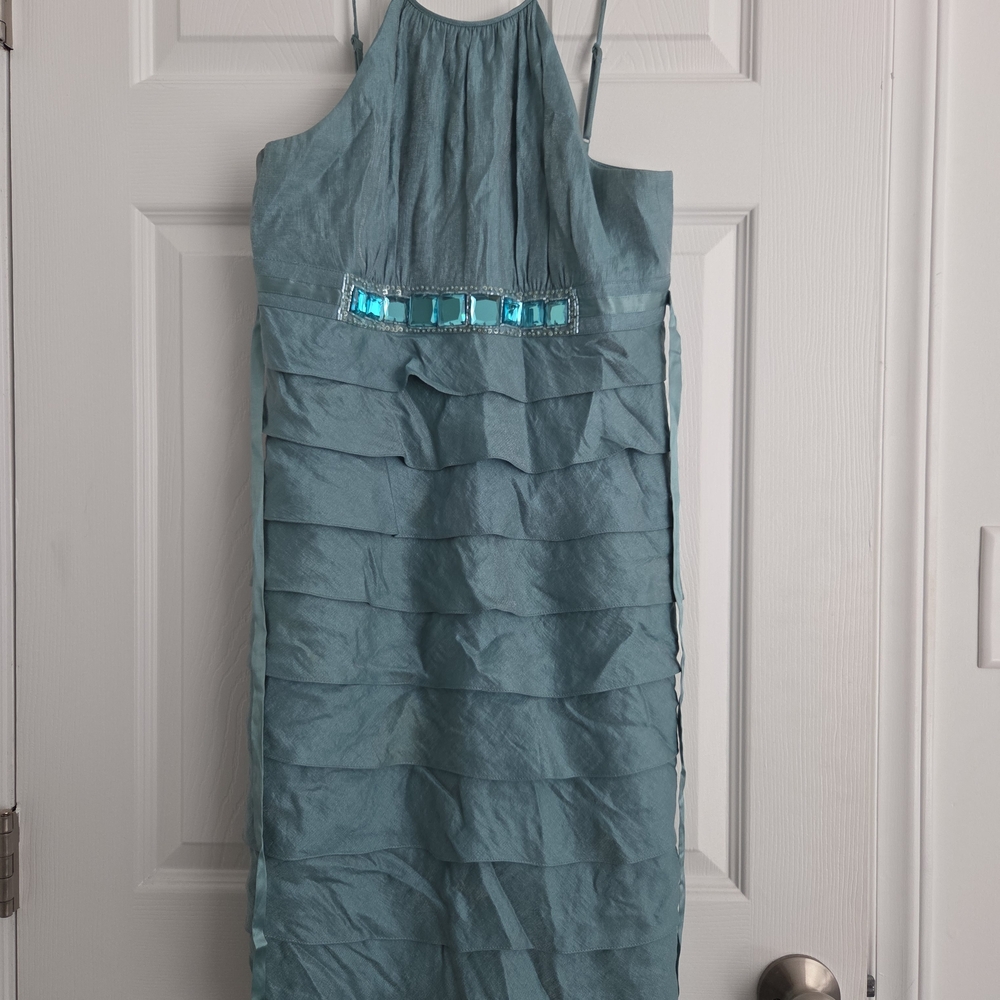 Adrianna Papell Strapless Teal Dress